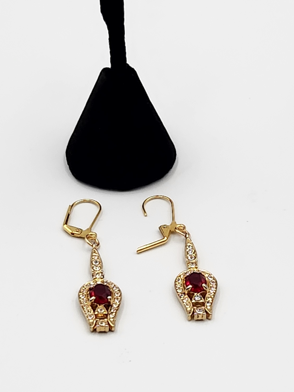Gold-Tone Red Crystal Drop Earrings - Women Jewelry
